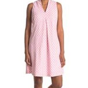 Tommy Bahama Bonita Gingham Pink Checkered Linen Blend Shift Dress XS